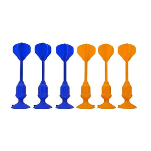 Set of blue and orange darts on a white background